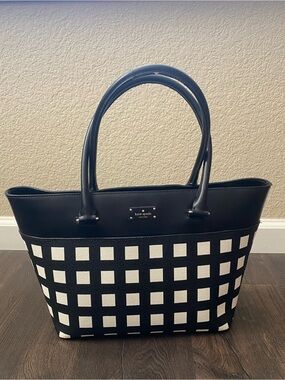 Kate Spade New York Black and White Checkered Tote